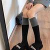 Female Spring and Autumn Pure Color Match Color Show Thin Leg Socks