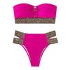 2 Teile/satz Ring Verbindung Off Schulter Bikini Bh Hohe Set Bandeau Taille Slips Bademode Beachwear