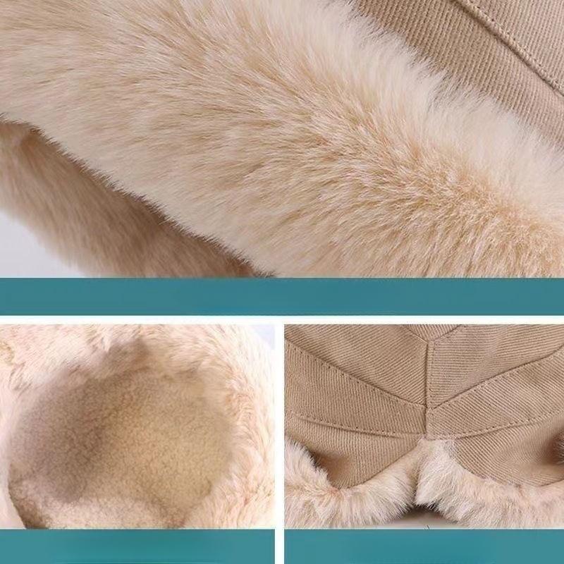 Damen Winter Bucket Hat Kunstpelz Warme Fischerhut Plus Samt Weicher Panamahut Dame Outdoor Plüsch Sonnenhut