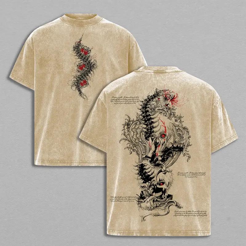 

Hot Manga Tokyo Ghoul Graphic T-shirt Ken Kaneki Vintage Washed Oversized T Shirt Men Women Clothing Cotton Short Sleeve Tees XXL коричневий