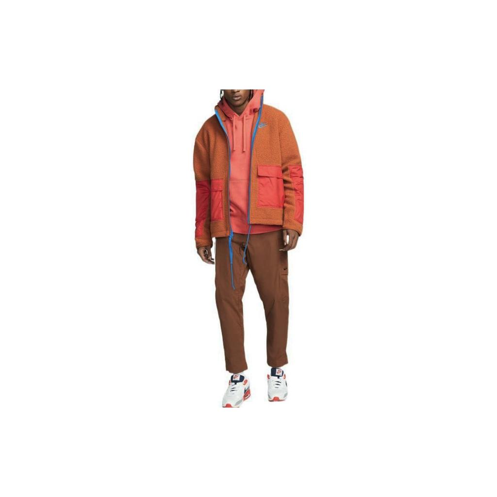 Nike Giacca in Pile da Uomo Capispalla Arancione DD5022-246 con Design a Blocchi e Logo Ricamato