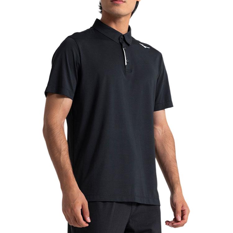 Mizuno Essential Series Solid Color 3D Logo Design Casual Cool Breathable Short Sleeve Polo Shirt Men Polo Shirts Black K2CA41E2-09