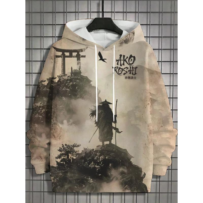 autumn new men's 3D Japanese Samurai print hoodie men's and women's casual fashion men's hoodie street men's tops