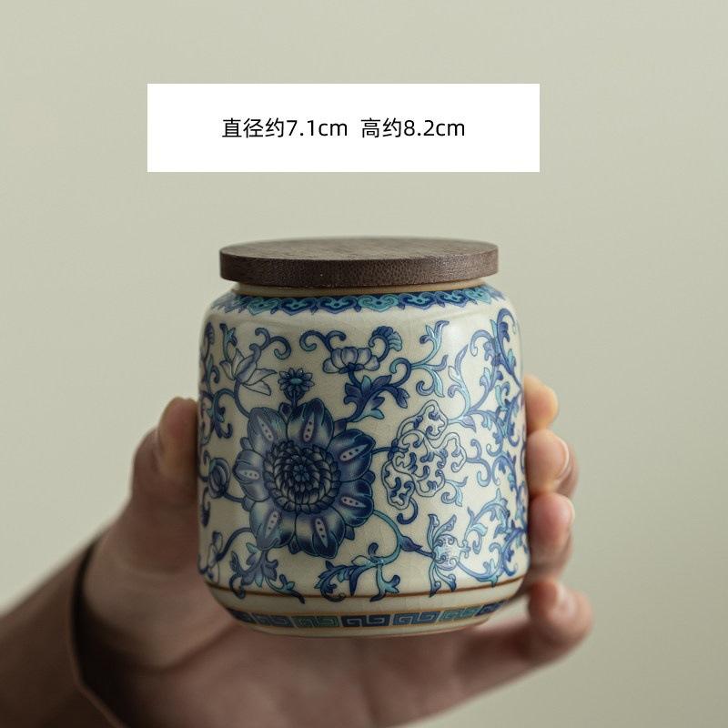 Ru kiln twisted branch lotus hand grab pot cover bowl teacup single high-end retro blue and white tea with lid ceramic kung fu tea set