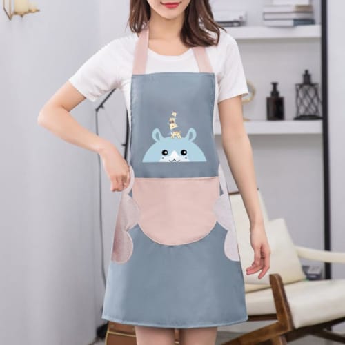 HUQIDAO Waterproof Apron Set of 2, Neck-Hanging Cafe Apron, Stylish H-Shaped Apron with Pockets, Adjustable, Solid Color, Cafe Style, Unisex (Pink and