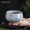 Boutique Ru Kiln Ceramic Teacup Hand Painted Flowers Meditation Cup Travel Tea Bowl Tie Guanyin Pu'er Master Cup Tea Set Gifts