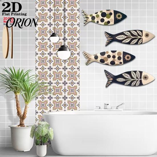 Indoor Outdoor Wall Decor 4Pcs Wooden Fish Decor, Rustic Farmhouse Ocean Art, Vintage Beach Style Decoration Nautical Coastal Theme for Home