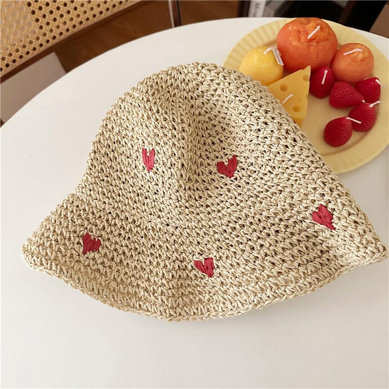 

Sun Hats For Women Summer Sunshade Bucket Hat Fisherman Cap Love Strawberry Cherry Sunhat Vacation Seaside Beach Accessories New 56-58cm