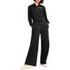 FILA Original Loose Fleece Antibacterial Wide-Leg Solid Color Versatile Casual Pants Women bottoms Black F51W449602F-BK