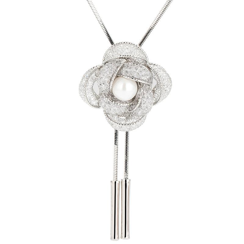 Jewelry Pearl Rose Sweater Chain, Long, Autumn And Winter, Versatile Atmospheric High-End Tassel Necklace