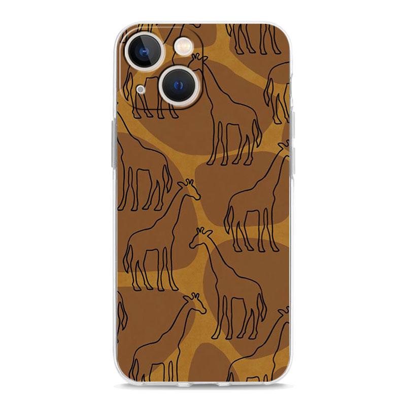 Giraffe Illustration Phone Case For iPhone 11 Cases iPhone 15 12 13 14 16 Pro Max X XR XS 14 15 Plus 16Pro iPhone16 Clear Cover