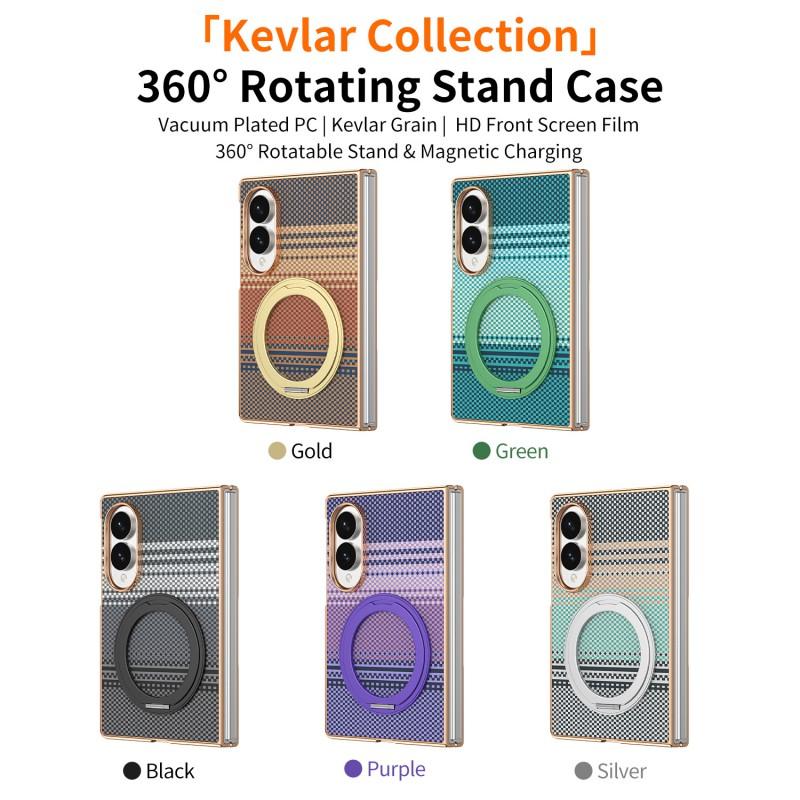 Case Galaxy Z Fold8 Fold7 Fold6 Rotating Magnetic Wireless Charging Kickstand Kevlar Texture Protective Cover