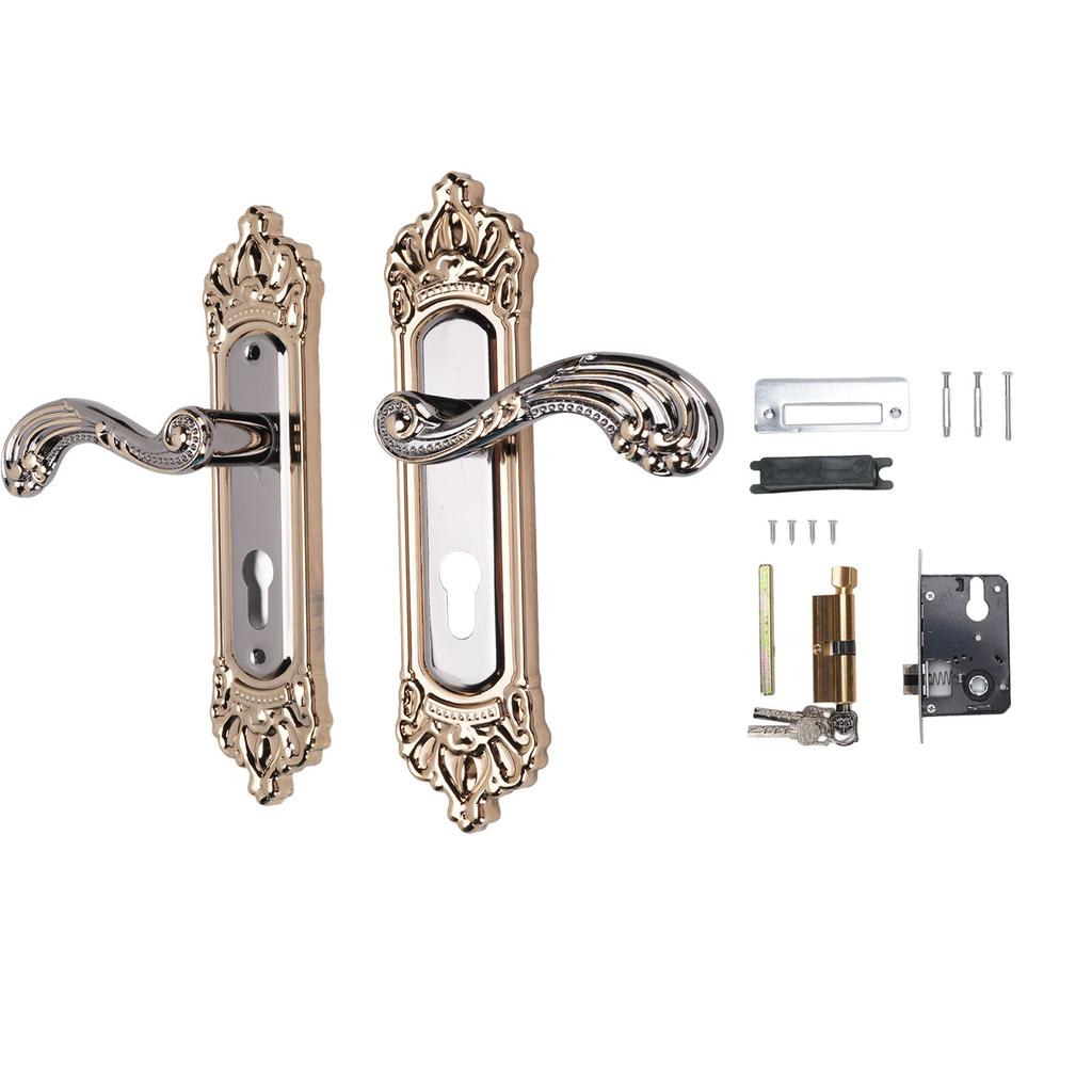 Door Handle Lock Set Aluminum Alloy European Style Universal Quiet Gate Lock for Bedroom Bathroom Office Kitchen