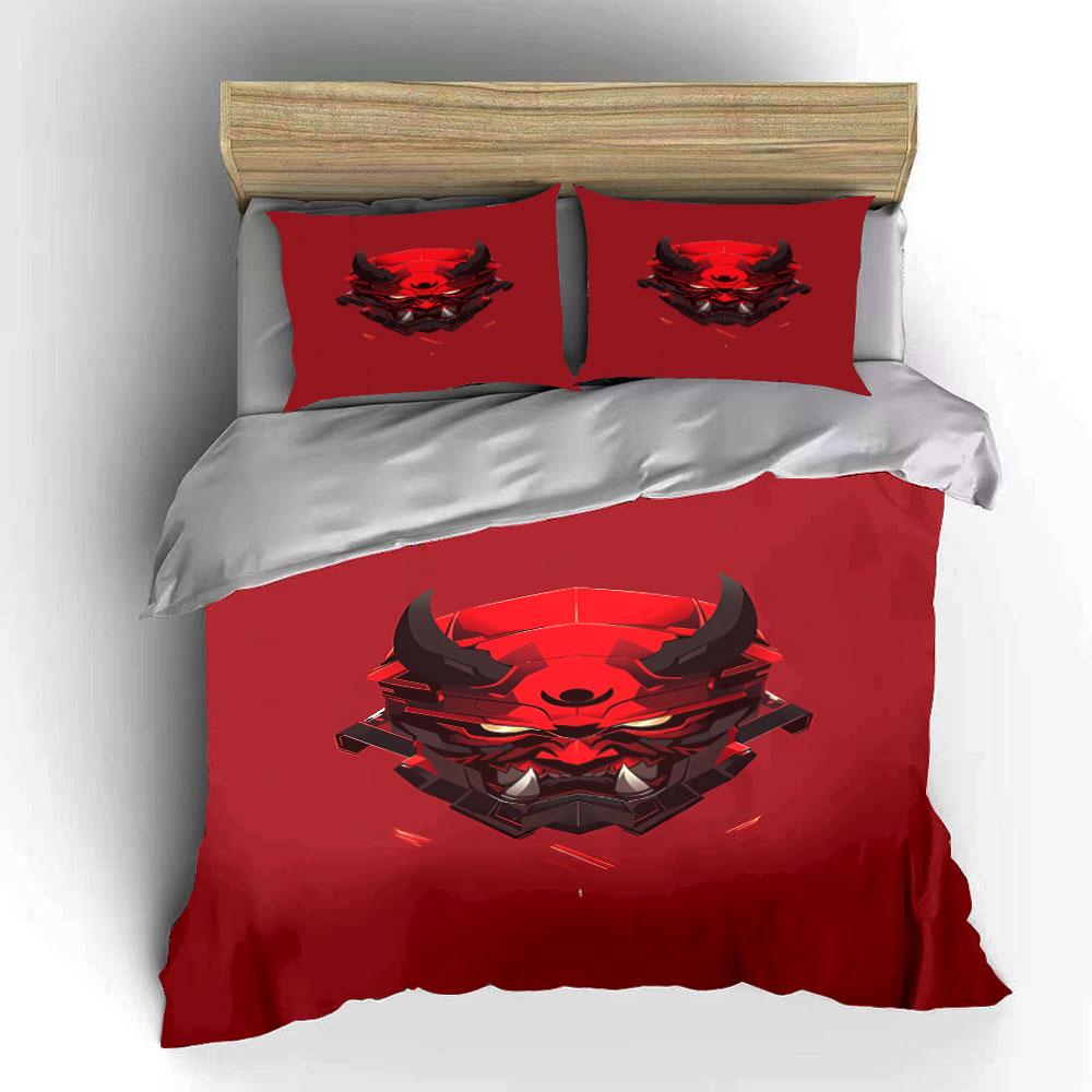 Red Oni Mask Design. Bedding Sets Duvet Cover Sets Duvet Covers Pillowcases(1*Duvet Cover 2*Pillowcases Without Duvet Insert)