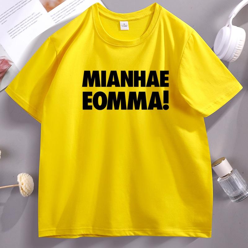 Pánské bavlněné K Pop Fan Dárek Omlouvám se Mami Tištěné Tričko s Krátkým Rukávem Bavlněné Kulatý Výstřih Volné Základní Trička Top
