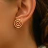 Small Spiral Line Geometric Stud Earrings, Fashionable Creative Design, Minimalist Daily Jewelry for Women, 1 Pair
