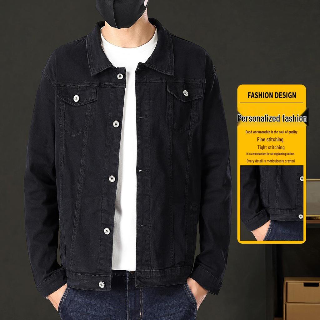Men's Slim Fit Elastic Denim Jacket for Spring & Autumn - Casual Couple's Top