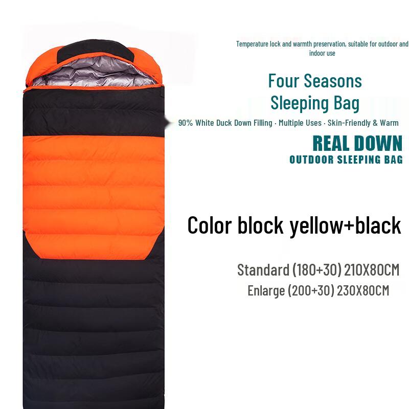 BinXun Adult Four-Season Duck Down Camping Sleeping Bag