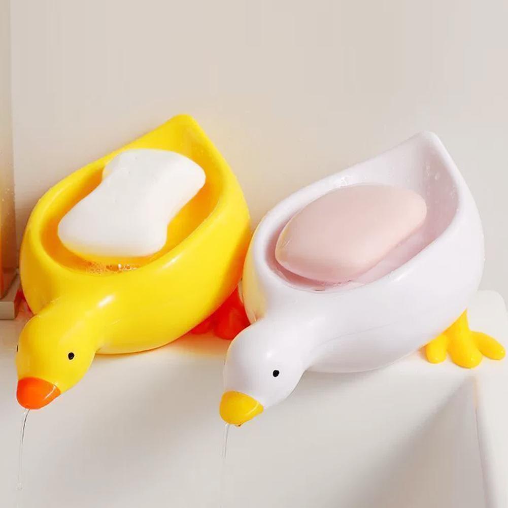 1 Stück Niedliche Enten Seifenschale Selbstentwässernde Kunststoffablage Badezimmer Aufbewahrungsregal Keine Wasseransammlung Perfekt für Dusche Waschbecken oder Badewanne