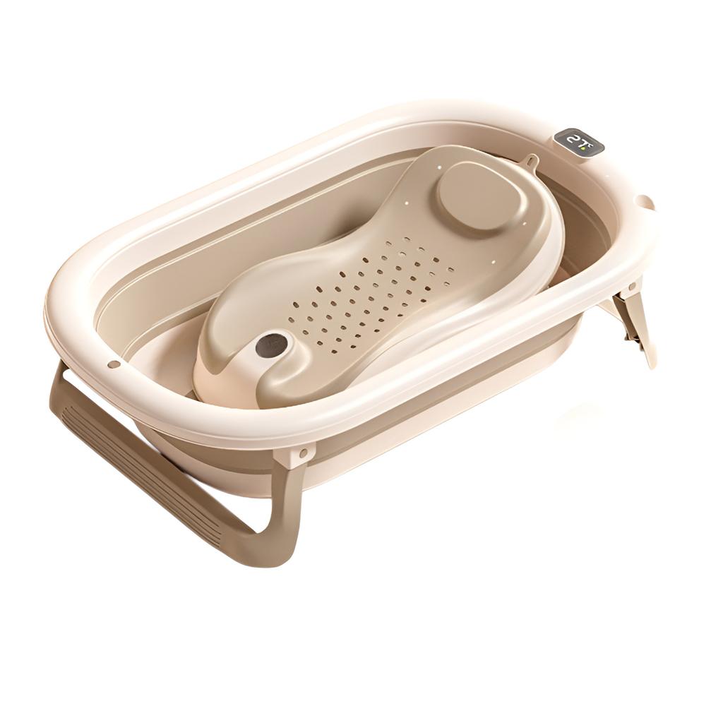 Household intelligent constant temperature large capacity baby folding bathtub children can sit and