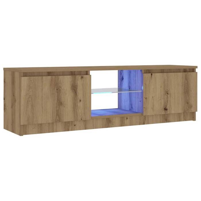 vidaXL Meuble TV avec lumières LED chêne artisanal bois d'ingénierie, support TV, meuble multimédia, console TV, meuble 856348