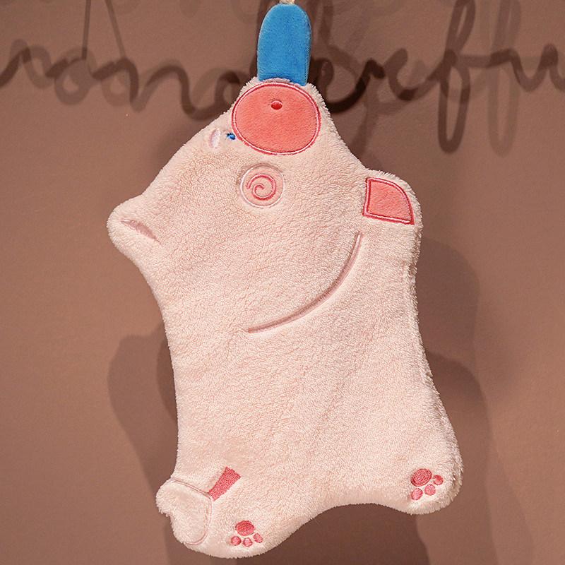 

Милий тваринний рушник, дитячий абсорбуючий рушник для рук, висить кораловий оксамит свиняча ганчірка для творчої чистки. 30*20cm рожевий