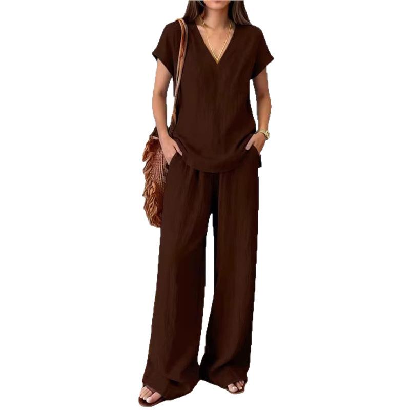 1116 Spot new solid color summer fashion women's clothing set casual two-piece set