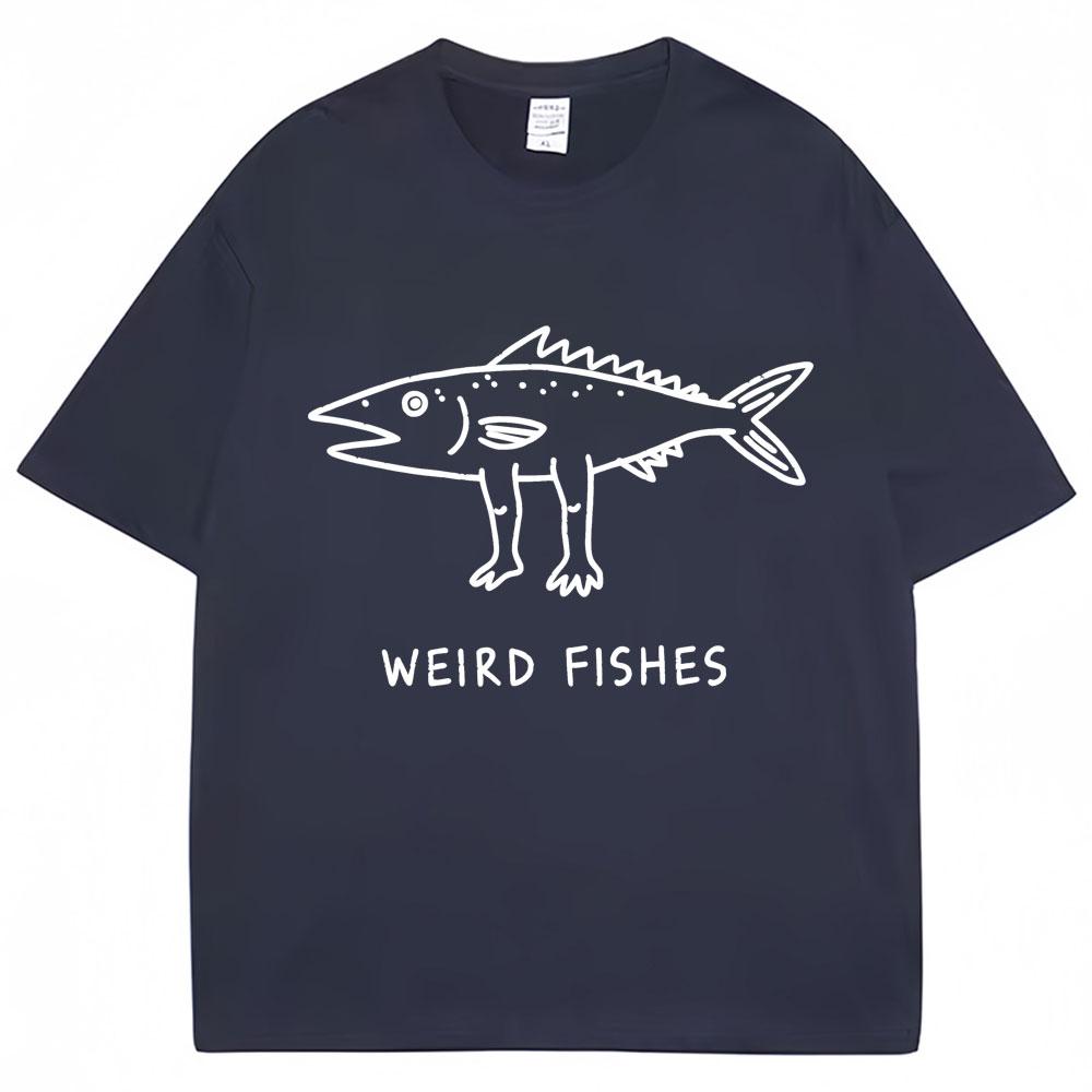Weird Fish Meme Funny Print Tshirt Unisex Unisex Humor Fashion Personality T Shirts 100 Cotton Oversized Casual T Shirt Streetwear