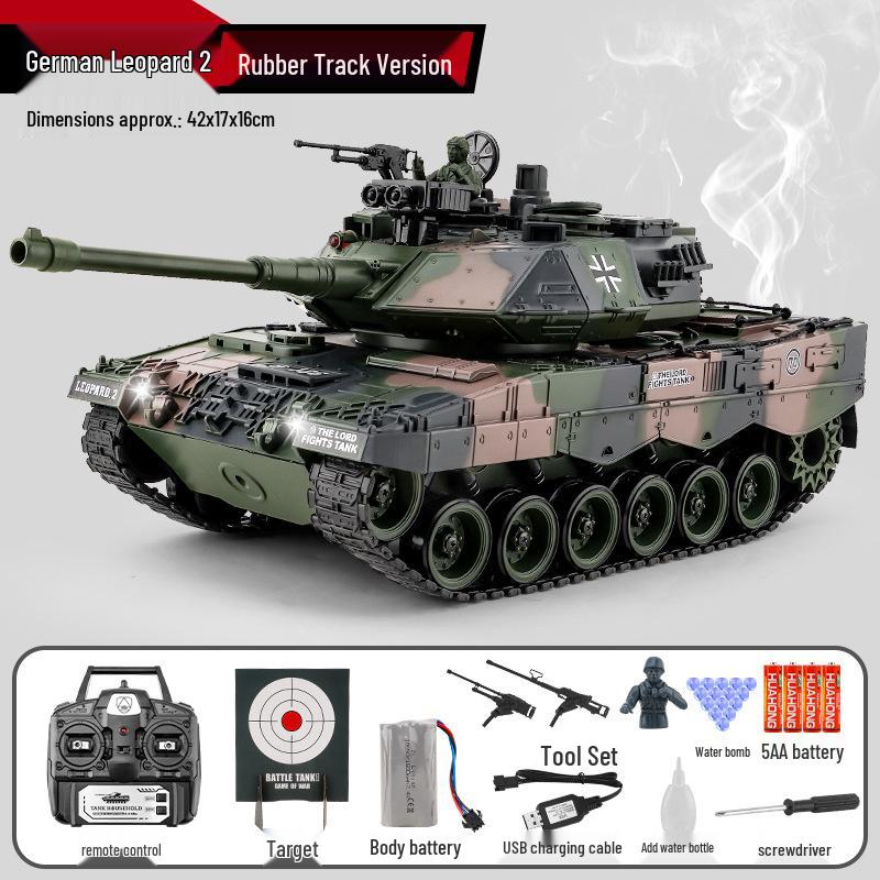 German Leopard 2 RC Tank with Metal Wheels and Bullet Launch for Boys 1 Battery