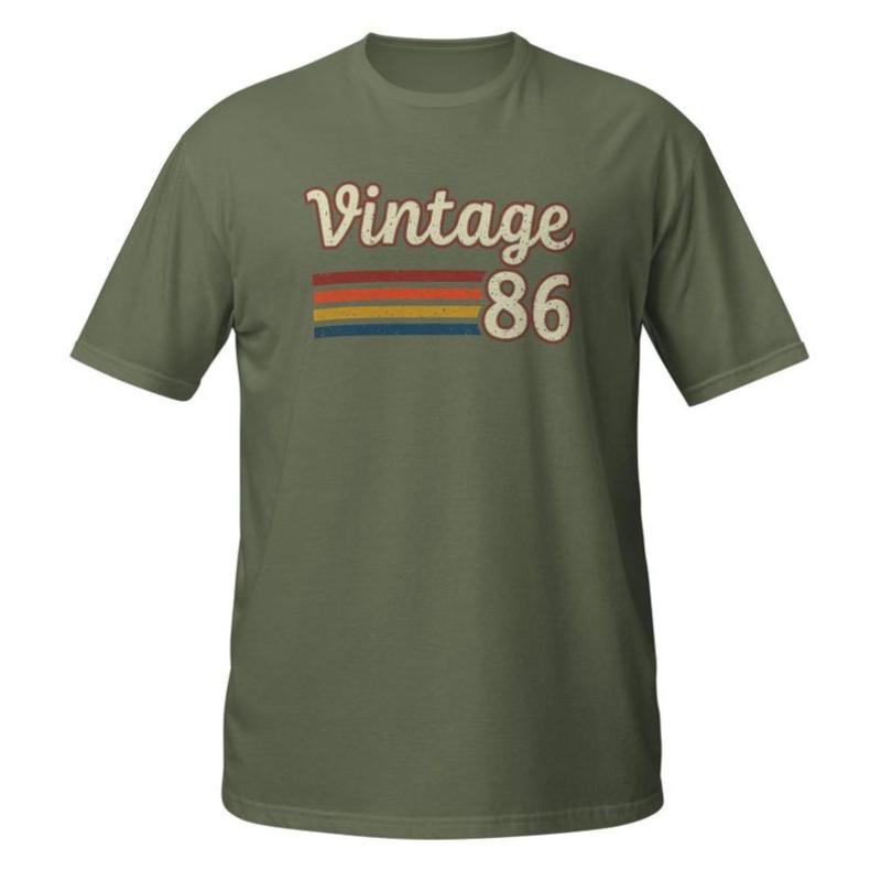1986 Vintage 40th Birthday Printed TShirt Tops Softstyle Cotton Gift Retro Style Unisex Adult Tee Fashion Regular Short Sleeve