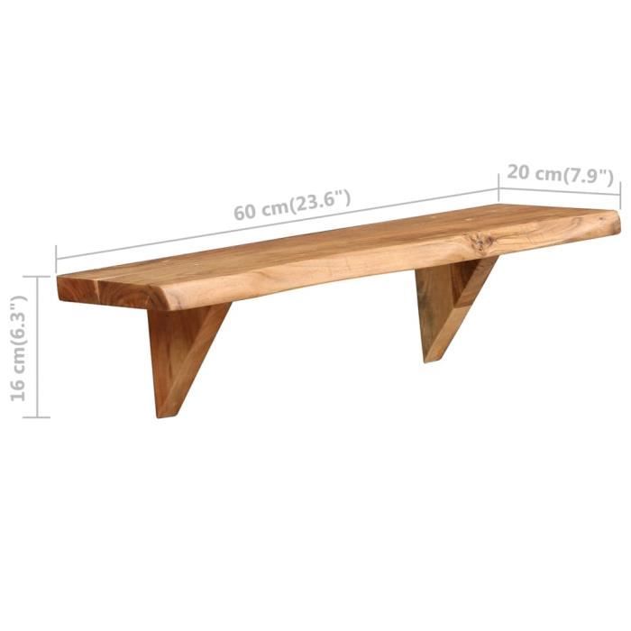 VidaXL Étagères murales 2 pcs 60x20x16 cm Bois d'acacia massif 247927