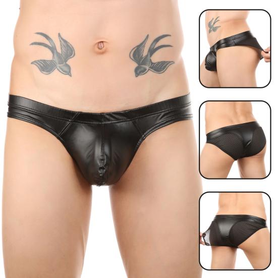 

Сетка Задница Эластичный Пояс Тонкие Мужские Трусики Сексуальные U Выпуклые Заниженная Талия Трусы из искусственной кожи