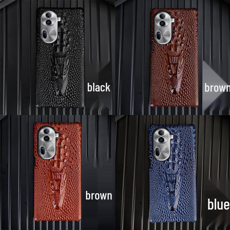 

Кожаный защитный чехол из коровьей кожи с узором в виде головы дракона для OPPO Reno7/7PRO. Reno9 кофейный