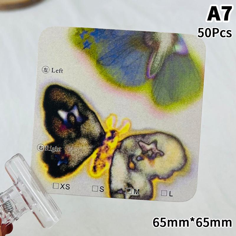 50Pcs Press On Nail Cardboard Cards 6.5X6.5Cm 8X8Cm Cartoon Pattern Nail Art Display Photo Props Card False Nail Tips Manicure