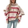 Women'S Christmas Oversized Sweater Novelty Autumn Winter Turtleneck Bat Sleeved Knit Pullover Festival Women Clothing
