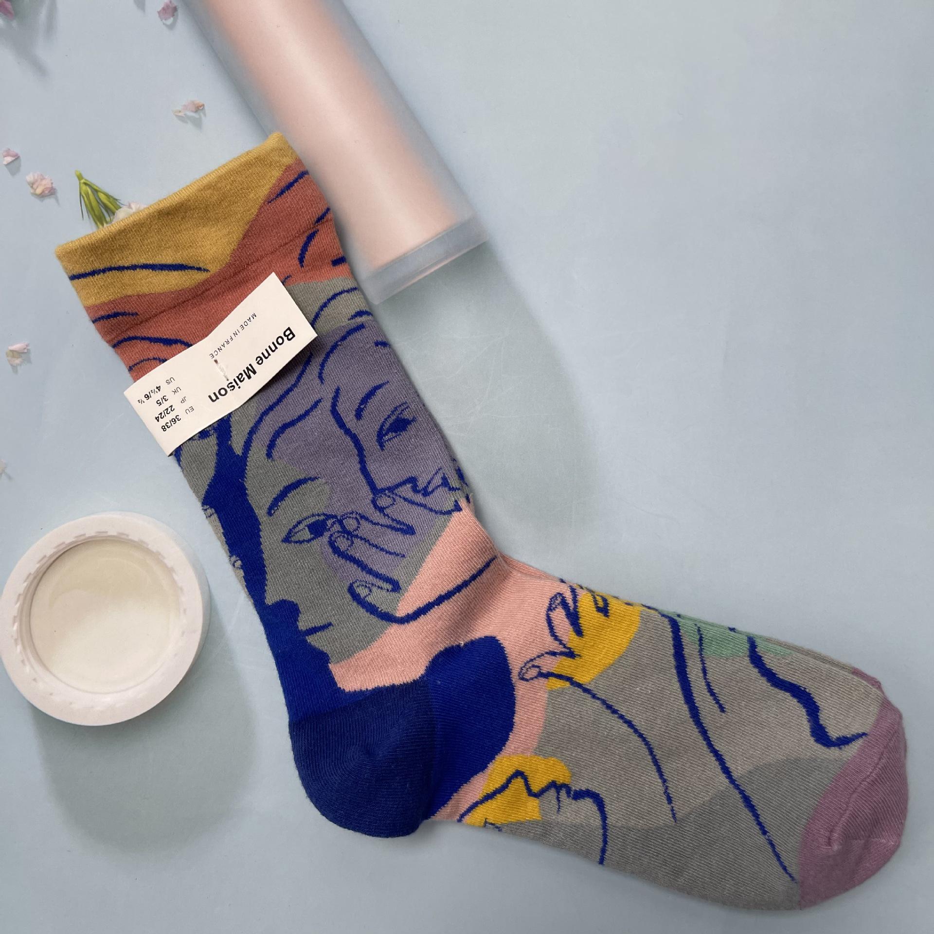 

Добрий дім: Ретро Олійний Живопис Шкарпетки до Середини Литки Розкішні Французькі Жіночі One Size 36-40