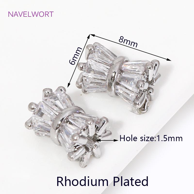

Luxury 18K Gold Plated Brass Inlaid Zircon Flower Shape Spacer Beads For Jewelry Making DIY Beading Jewelry Accessories 2 pieces
