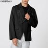 INCERUN Oversized Men Lapel Neck Long Sleeve Casual One Button Thin Blazer Coats