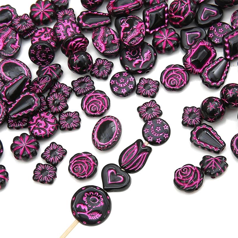Acrylic Exquisite Gold Painted Beads Tulip Flower Heart Angel Styles Charms Beads for Necklace Bracelet Earring DIY Jewelry Craft Making