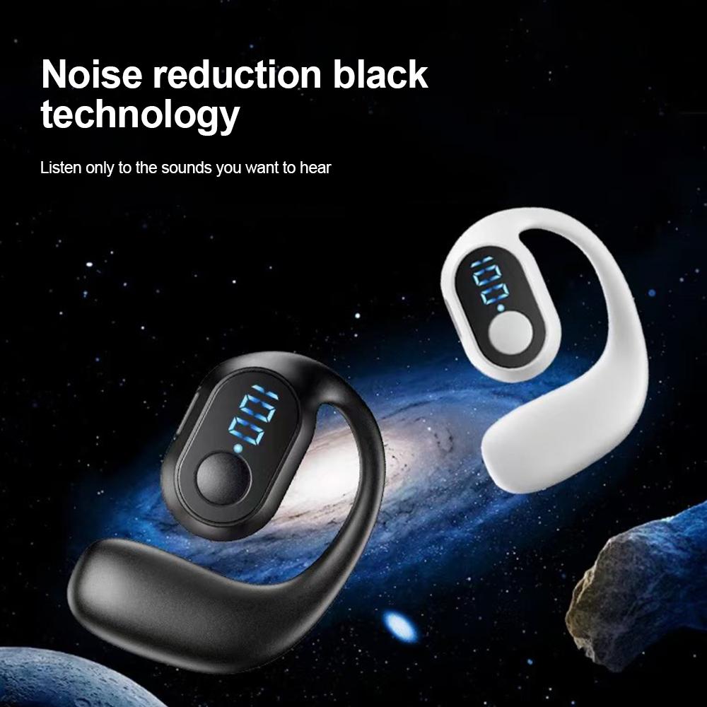 Bluetooth 5.3 Headphone Signle Digital Display Sports Headset Wireless Ear Hook Earphone HiFi Stereo Noise Reduction Earbud