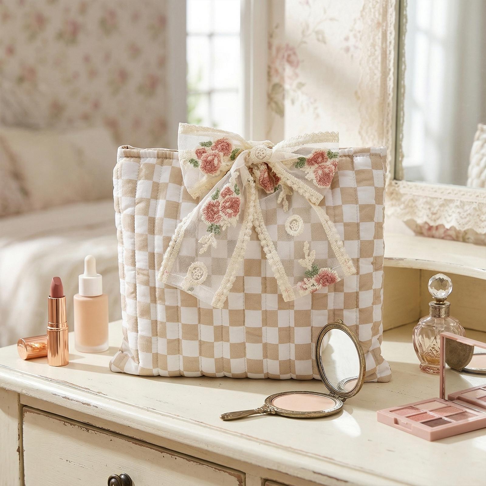 

Quilted Washable Bible Bag Large Capacity Fabric Protector Lightweight for Shopping Travel Car Women Books Lover Gifts хаки
