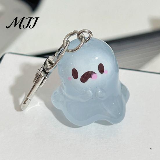 Glow Keychain Glow-in-the-dark Ghost Luminous Design Multiple Expressions Halloween Bag Hanging Ornament Accessory