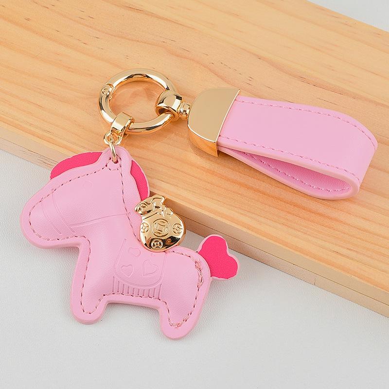 Pregevole Ciondolo Scuola in Pelle Cartoon - Portachiavi con Ciondolo Cavallo Carino Regalo