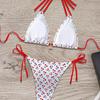 2024 Cherry Print Halter Tie-Back Backless Bikini Swimwear for Women