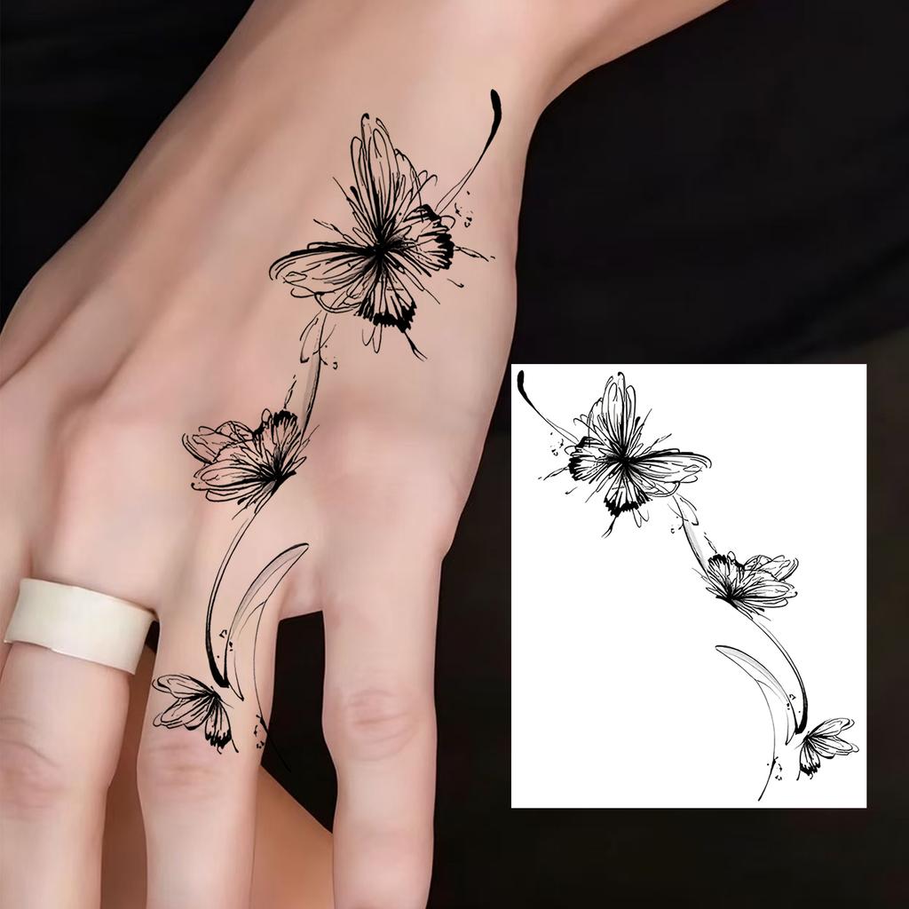 1 Sheet Rose Butterfly Flower Temporary Tattoos For Women Hand Arm, Fake Tattoo Sticker Waterproof Long Lasting Realistic Tatoos