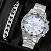 Men'S Fashion Large Dial Watch Steel Strap Quartz Watch Men'S Watch