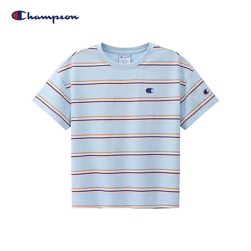 Champion Unisex Kids' Striped Embroidered Short Sleeve T-Shirt