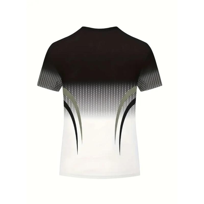 Summer Men's Gradient Color 3D Color Printed Fashionable Comfortable Casual Sports Daily Short Sleeved Two-piece Sport Wear