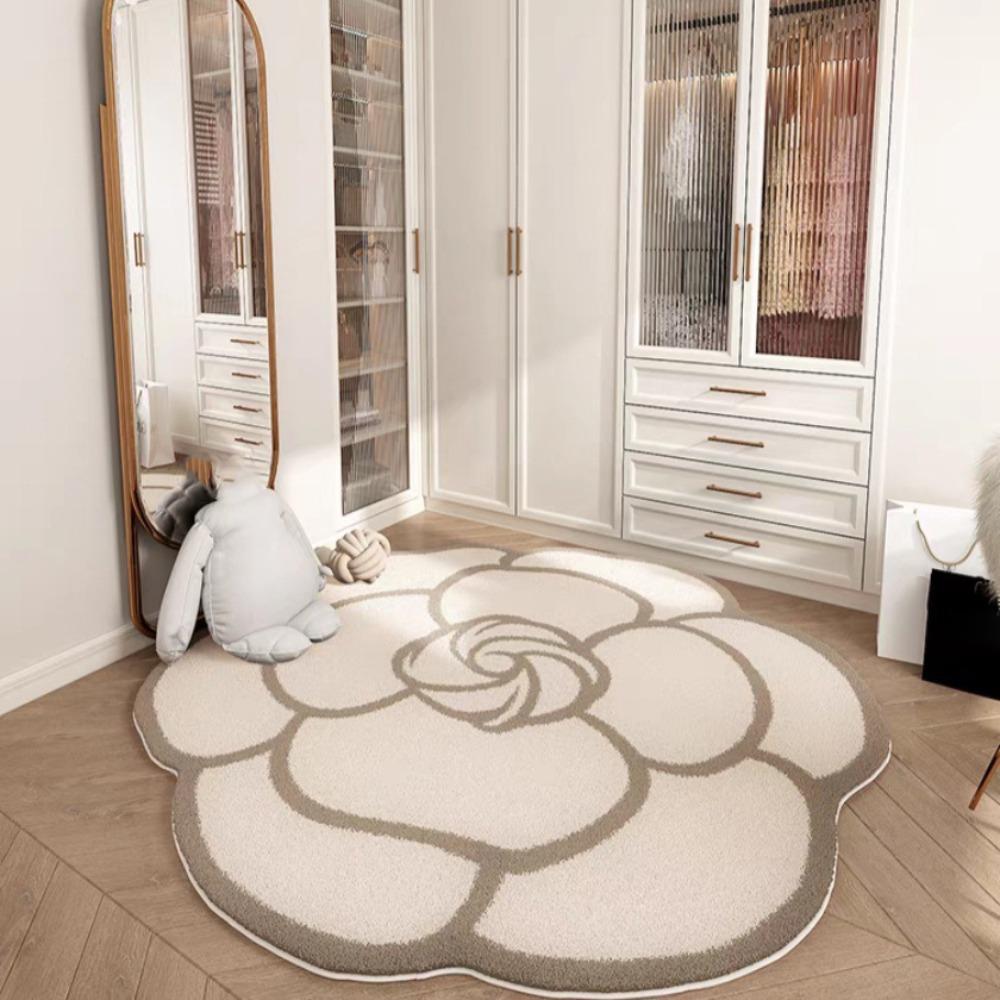 Soft Crystal Velvet Camellia Carpet Non-slip Quick-Drying Floor Rugs 60x60CM Absorbent Floor Mat Living Room Bathroom