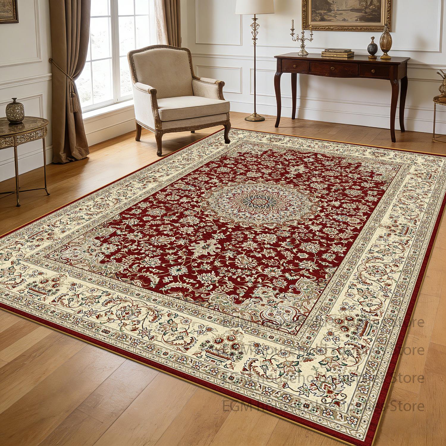 

Red European Luxury Carpet Living Room Decoration Large Area Rugs Soft Antiskid Washable Floor Mats Bedroom Sofa Coffee Table 60x90cm
